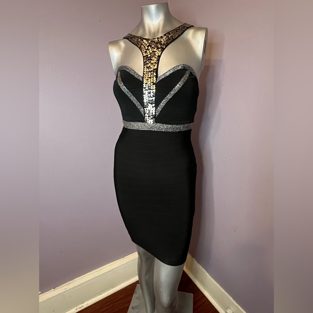 WOW Couture Black and Silver Backless Dress